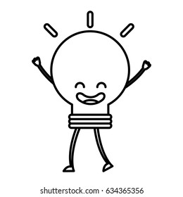 bulb light kawaii character