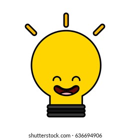 bulb light kawaii character