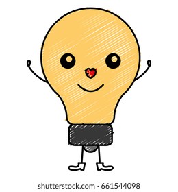bulb light kawaii character