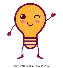 bulb light kawaii character