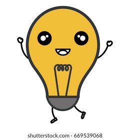 bulb light kawaii character