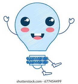 bulb light kawaii character