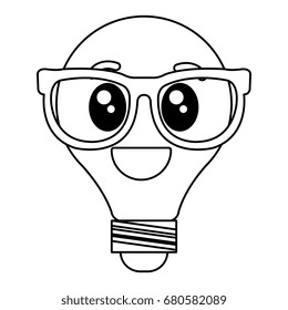 bulb light kawaii character