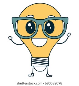bulb light kawaii character