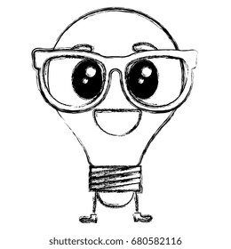 bulb light kawaii character