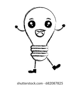 bulb light kawaii character