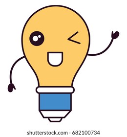 bulb light kawaii character