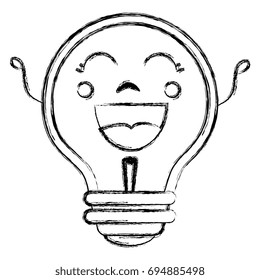 bulb light kawaii character