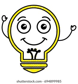 bulb light kawaii character