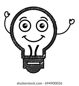 bulb light kawaii character