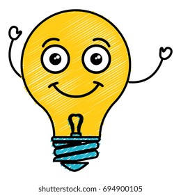 bulb light kawaii character