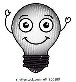bulb light kawaii character