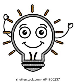 bulb light kawaii character