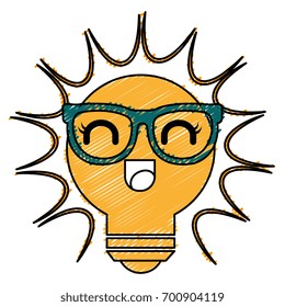 bulb light kawaii character