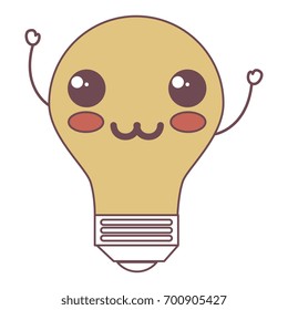 bulb light kawaii character