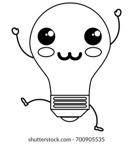 bulb light kawaii character