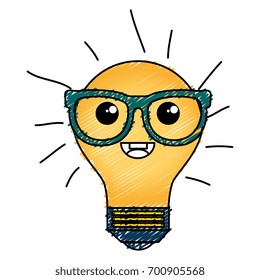 bulb light kawaii character