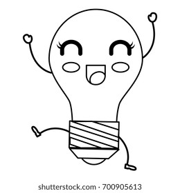 bulb light kawaii character