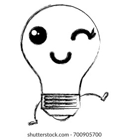 bulb light kawaii character