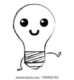 bulb light kawaii character