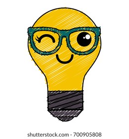 bulb light kawaii character