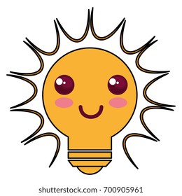 bulb light kawaii character
