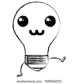 bulb light kawaii character