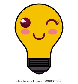bulb light kawaii character