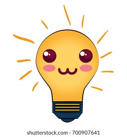 bulb light kawaii character