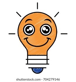 bulb light kawaii character