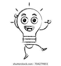 bulb light kawaii character