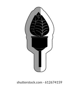 bulb light with leafs ecology symbol