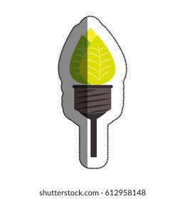 bulb light with leafs ecology symbol