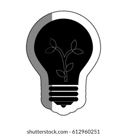 bulb light with leafs ecology symbol