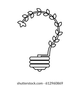 bulb light with leafs ecology symbol