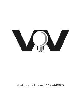 bulb light and letter V or W vector logo.