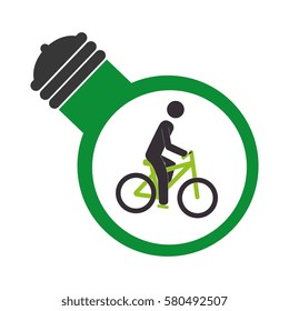 bulb light with man in bike inside