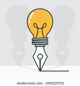 bulb light and nib illustration design