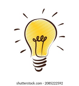 bulb light on doodle icon