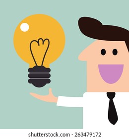 Bulb light on hand - businessman & idea