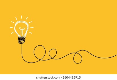 Bulb light on yellow background. Concept of big ideas inspiration innovation