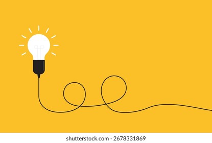 Bulb light on yellow background. Concept of big ideas inspiration innovation