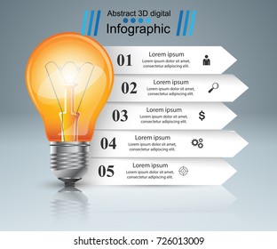 Bulb, light paper infographic Vector eps 10