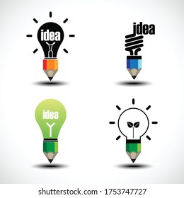 Bulb light and pencil creative idea concept. Vector illustration