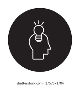 bulb light with profile block and line style icon vector illustration design