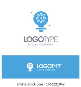 Bulb, Light, Setting, Gear Blue Solid Logo with place for tagline. Vector Icon Template background
