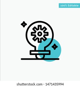 Bulb, Light, Setting, Gear turquoise highlight circle point Vector icon. Vector Icon Template background