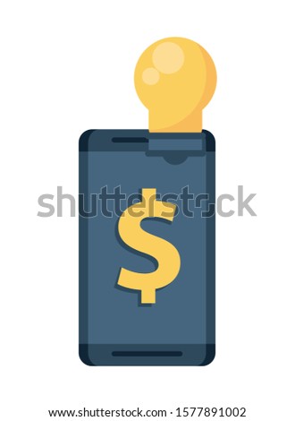 bulb light with smartphone ebusiness icons vector illustration design