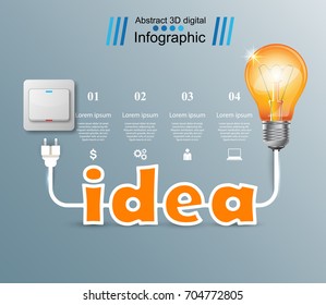  Bulb, Light, switch, on off idea infographic Vector eps 10