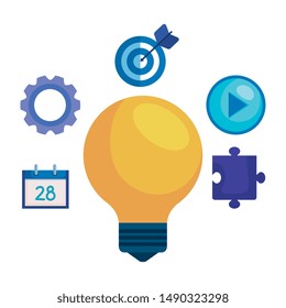 bulb light think with creative icons